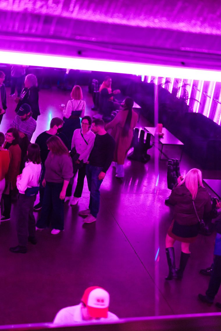 A crowd at a hosted night, Hopscotch Portland